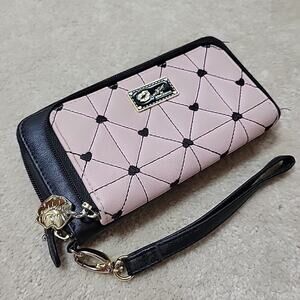 Luv Betsey By Betsy Johnson Pink and Black Hearts Design Clutch/purse 8"x4.5"